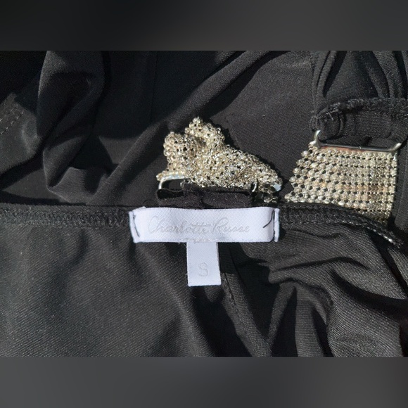 Vintage y2k Charlotte Russe Draped Neck Club Halter Top Black Size Small - Picture 3 of 4